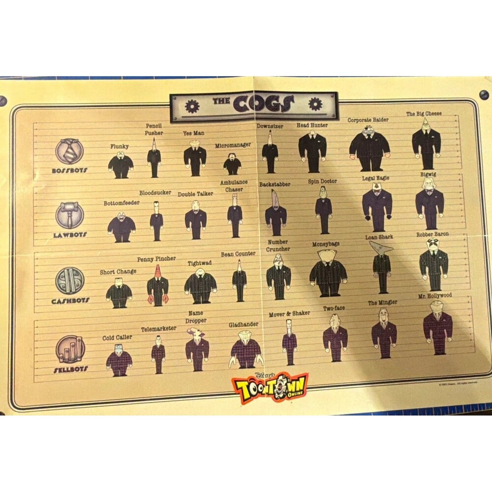 ToonTown The Cog Character Lineup Art Print Poster Wall Decor 2003